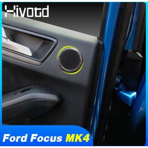 Car Door Sound Ring Trim Cover Interior Decoration Audio Speaker Frame Sticker For Ford Focus MK4 2019 2020 ST Line Accessories