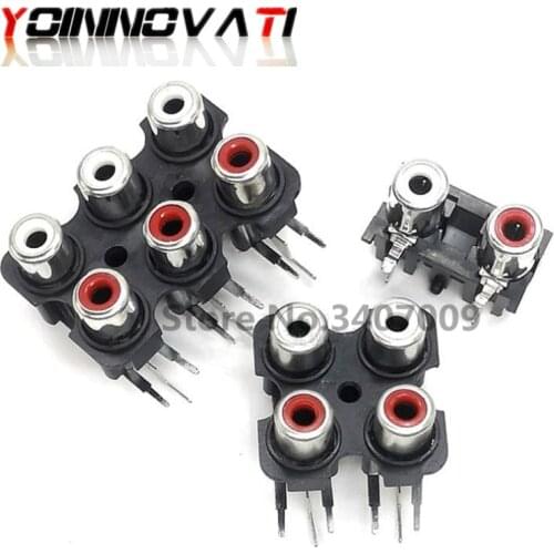 100pcs/lot RCA socket 4P multichannel audio signal input socket 4-hole lotus socket 4-position lotus socket connector