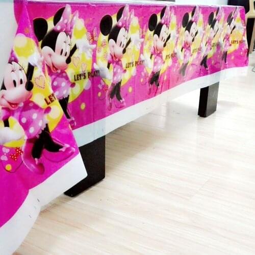 108x180cm Minnie Mouse party disposable tablecloth birthday party decorations kids minnie mouse party supplies baby shower