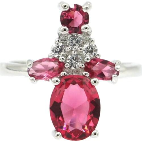 20x19mm Delicate Fine Cut Created Violet Tanzanite CZ Gift For Women Fine Jewelry Silver Rings