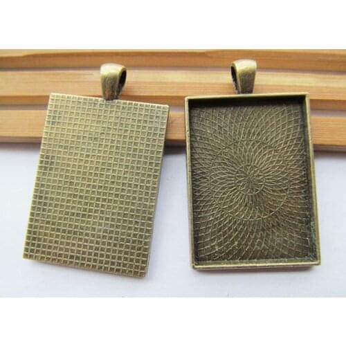 20pcs Antique Silver tone/Antique Bronze Rectangle Base Setting Tray Bezel Pendant,fit 25mmx35mm Cabochon/Cameo,DIY Accessory