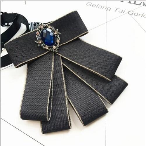 20Pcs Gray Tie Bow Brooch Fabric Crystal Flower Pins And Brooches Accessories Ladie Bowtie Broaches Pin Badge For Women Men