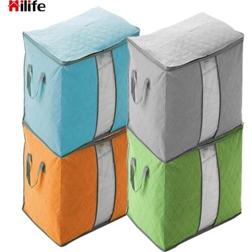 4 Colors Partial Transparent Sheets Quilt Clothing Storage Bag Wardrobe Closet Organizer Underbed Pouch Box Case Foldable