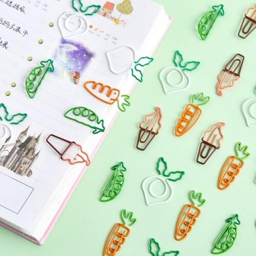6 pcs/lot Cute fruit carrot Shaped Metal Paper Clip Bookmark Stationery School Office Supply Escolar Papelaria