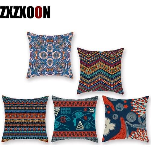 Polyester Abstract Mandala African Style Colorful Geometric Throw Pillows Case Sofa Home Decor Cushion Cover Pillowcase