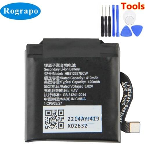 New HB512627ECW Battery For Huawei Watch2 Pro 2Pro4G EO-DLXXU Porsche Design Replacement Accumulator 410mAh Full +tools