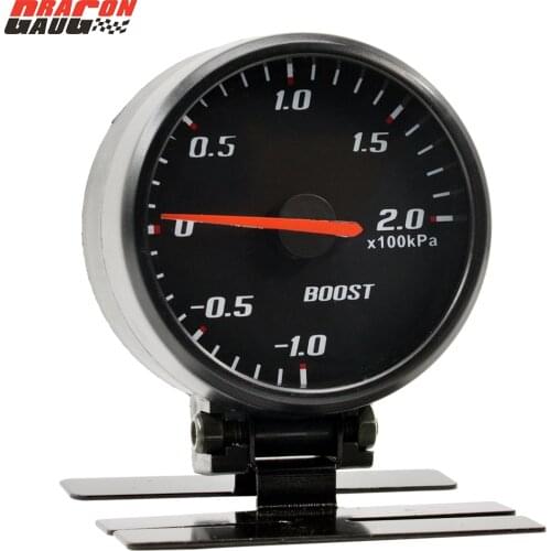 Dragon 60mm Pointer Blue Backlight Black Face Auto Car Turbo Boost Gauge -10~20 KPA Turbo Meter With Sensor Free Shipping