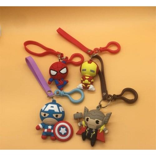 Disney Marvel Avengers Cute Keychain Cartoon Iron Man Hulk Captain America Car Key chain Kids Bag Pendant Keyring Friends Gift