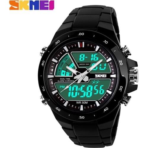 SKMEI Student Sport Watches Men Alarm Clock Waterproof Military Chrono Dual Display Wristwatches Relogio Masculino Male Gifts