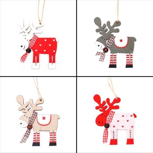 Wooden Elk Pendant Hanging Ornaments Mini Rudolf Hanging Decor Ornament Christmas Decoration for Home Christmas Tree