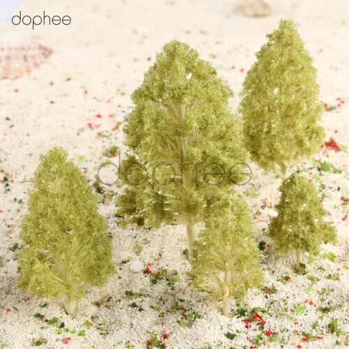 Dophee 5pcs Poplar model trees Plastic Model Tress Train Railroad Scenery 1:75-1:200 Yellow green