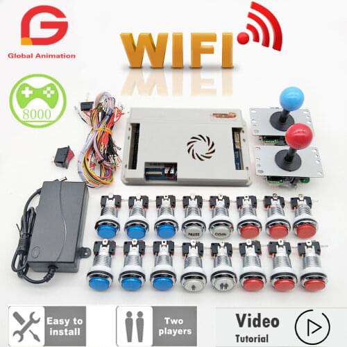 2 Player Original Pandora Game 3D Kit Copy SANWA Joystick,Chrome LED Push Button for DIY Arcade Machine Home Cabinet with Manual