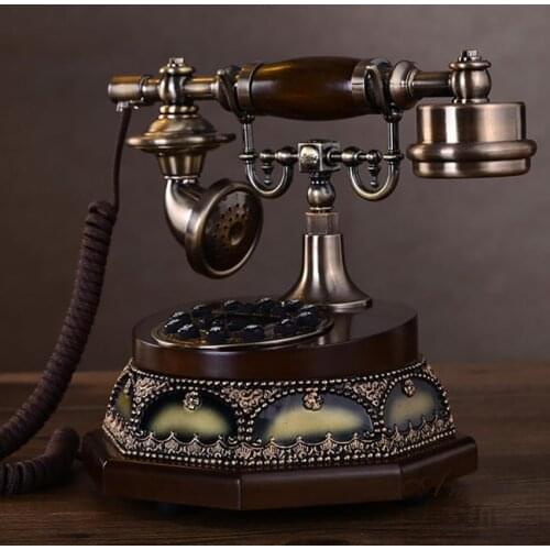 Classic European Retro Landline Telephone Button Dial Corded Telephone Home Phone Decoration with Display FSK/DTMF Caller ID