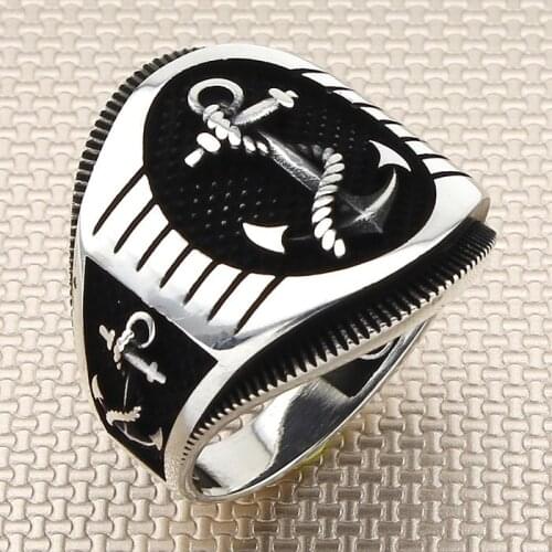 Sterling Silver Anchor Style Ring Sailor Accessories Vintage Ring For Men Made in Turkey