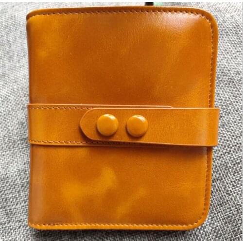 Oil Wax Genuine Leather Wallet High Quality Purse Green Blue Light Brown Hot Pink Purple and Black