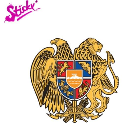 STICKY Creative Armenia Flag Coat Of Arms Decal Car Sticker Styling Motorcycle Off-road Laptop Trunk Guitar Vinyl Sticker