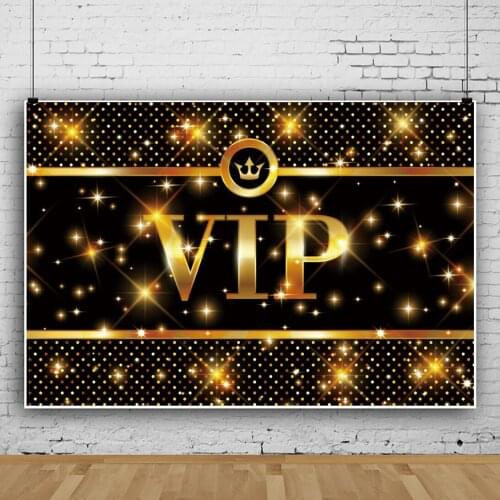 Laeacco VIP Party Star Background Shiny Light Gold Polka Dots Crown Birthday Photocall Personalized Poster Photographic Backdrop