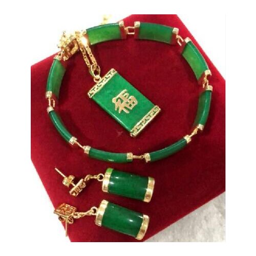 Hot (New)fashion beautiful green jade jewelry set AAA