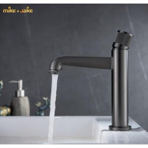 Bathroom matte gray faucet single handle gunmetal water tap black gold sink tap cold hot water tap