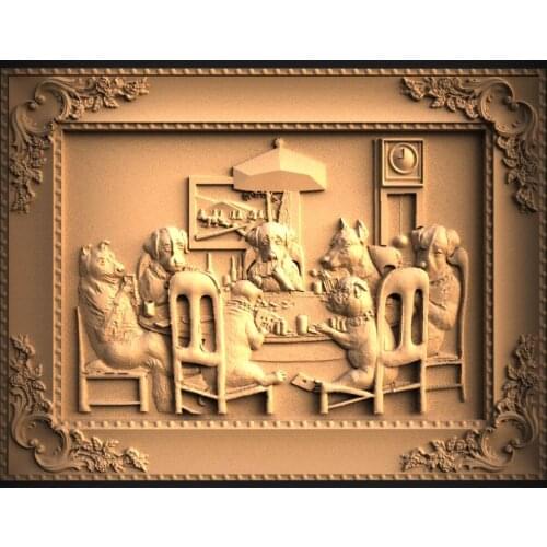 STL Model Panno for CNC Router 3D Printer Artcam Aspire Bas Relief_Dog dinner