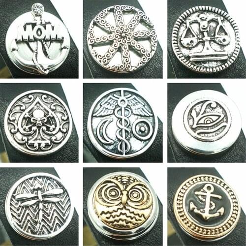 Fashion beauty Round Mom pattern Owl eye skull dragonfly simple 18MM metal snap buttons fit DIY 18mm snap jewelry wholesale