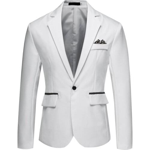 Fashion One Button Lapel Casual Men Blazer Long Sleeve Decorative Pocket Suit Coat Workwear Blazer Men Clothing 4XL