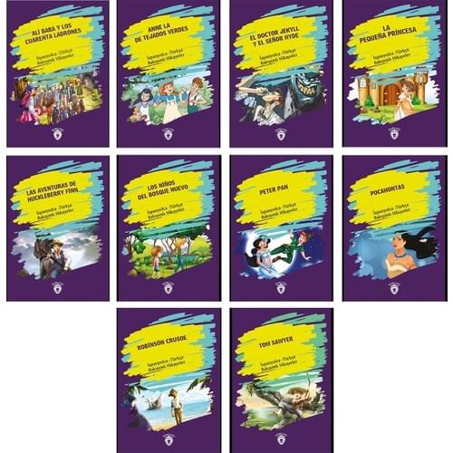Spanish-English Bakışımlı Story Set 10 Book-A Page The Spanish Page Turkish-Easy İspanyoca Learning