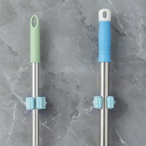 1PCS Wall Mounted Mop Organizer Holder Brush Broom Home Storage Rack Bathroom Suction Hanging Pipe Hooks Mop Clip Hook Household