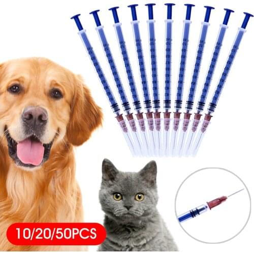 10/20Pcs Syringe 1ml Disposable Plastic Veterinary Syringe With Needles For Pet Farm Animal Cat Dog Pig Cattle Sheep Horses