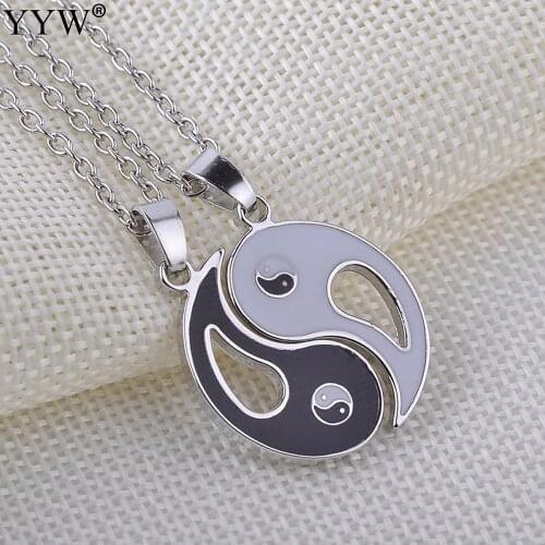 Necklace Pendant Puzzle Pieces Broken 2 Best Friend Necklace Chain Lovers Couple Men Women Necklace Hollow Yin yang Gifts Share