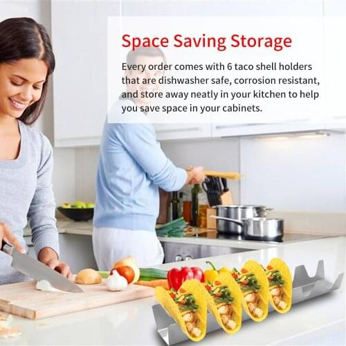 Taco Holder Stainless Steel Taco Stand Tray Mexican Food Rack Shells 1-6 Slots Wave Shape Taco Holder Storage Rack