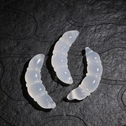 1pc Natural Chinese White Agate Jade Pendant Lotus Root Fashion Charm Carved Chalcedony Jewelry for Men Women Blessing Amulet