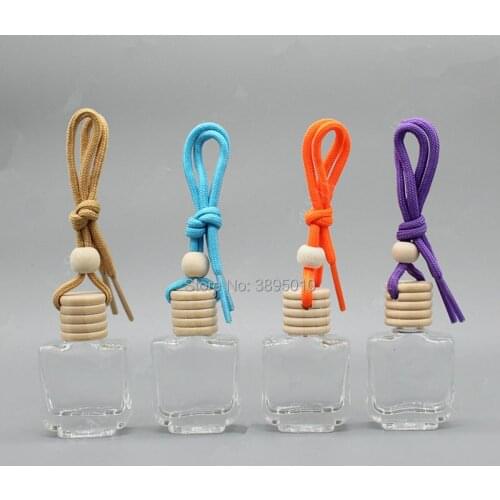 Car Hanging Glass Empty Bottle Car Ornaments Air Freshener Container For Essential Oils Perfume Pendant F832