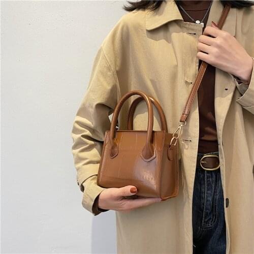 Simple Fashion Design Shoulder Messenger Bag for Women Solid Color PU Leather Ladies Crossbody Top-handle Bags Sac A Main Femme
