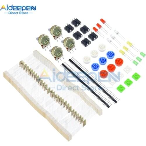 1Set 100Ω-1MΩ Resistor B10k B100k rotary potentiometer 5MM LED 4 Pin 12x12mm Tactile Switch Electronic Parts Kits For Arduino