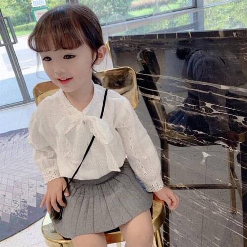 Girls' Shirt 2021 Spring New Little Girl Western Style Shirt Childrens Fashionable Hollow Top Fashion