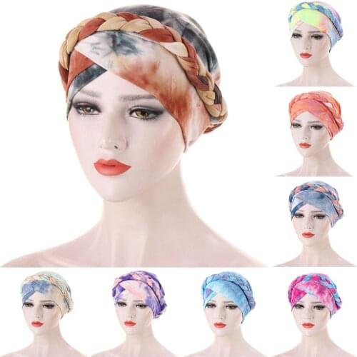 New Women Muslim Turban Scarf Folds Twist Braid Head Wrap Inner Hijab Cap Arab wrap Headscarf Lady Head Cover Bandanas Sleep Hat