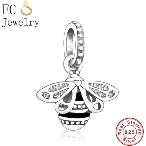 FC Jewelry Fit Original Brand Charm Bracelet Authentic 925 Silver Animal Honeybee Zirconia Wing Bead For Making Women Berloque