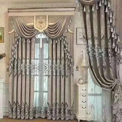 High-end European-style Hollow Embroidered Curtains Living Room Bedroom Luxury Villa Classical Decorative Curtain Valance Custom