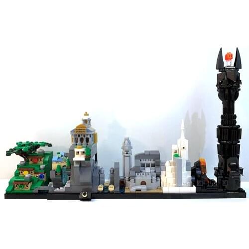 MOC Building Fantasy World Devil Black Castle House MOC Movie Skyline Architecture Building Blocks Bricks Toys for Kids
