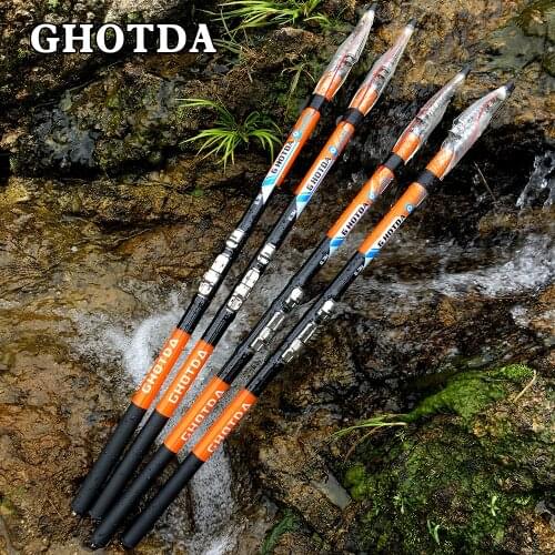 GHOTDA Full Carbon Fiber Rock Fishing Rod Telescopic feeder pole Spinning Carp Rod 2.7M 3.6M 4.5M 5.4M 6.3M
