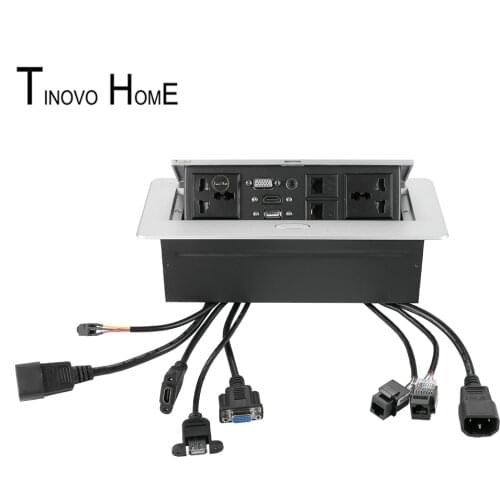 Universal plug desktop socket / pop-up Table socket / USB dual network RJ45 3.5 audio information box socket / zinc alloy