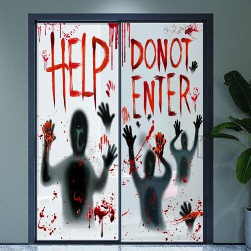 Horrible Halloween Bloody Handprint Stickers Wall Window Door Floor Decal Stickers Halloween Party Decoration Haunted House