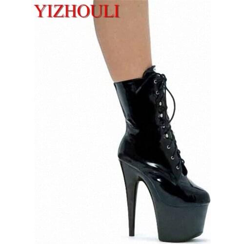 2019 women sexy 15cm ultra high heel shoes,pumps boots ,fashion soft leather black Ankle boots,plus big size 34-46 Boots