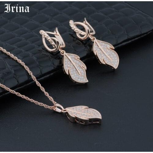 Irina Womens earrings bracelet crystal wedding jewelry set small leaves charm womens dress accessories small necklace earrings