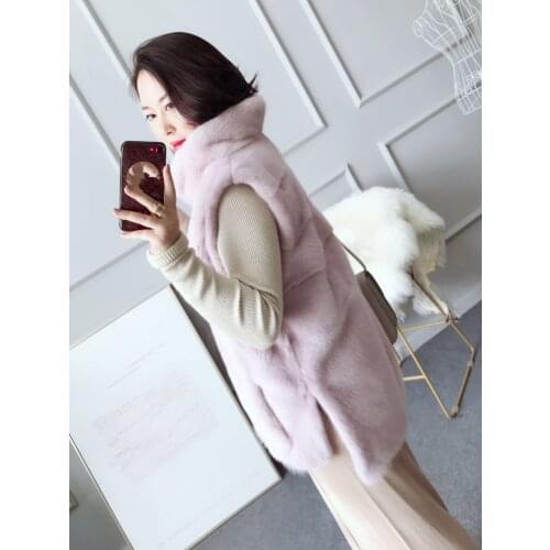 2018 winter new women mink fur vest pullover jacket coat female