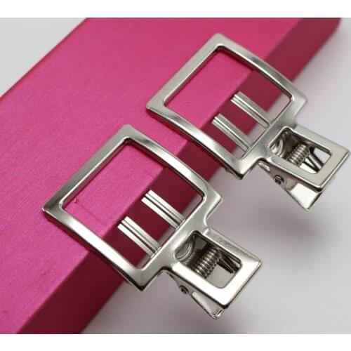 10 Silver-plate Tone Metal Square Cutout Alligator Hair Clips 51mm Hair Accessories