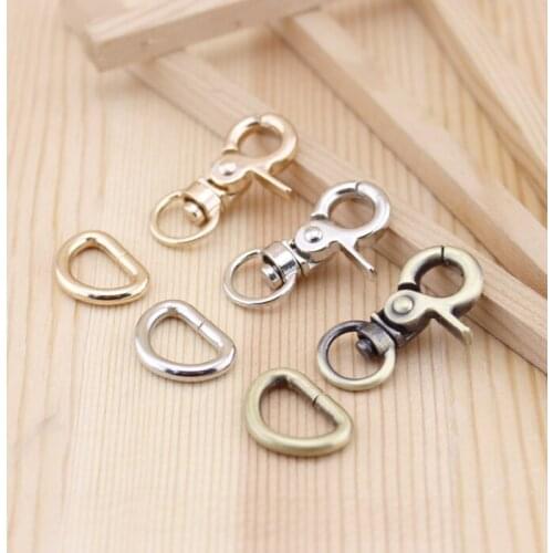 10mm Luggage Straps buckles Tongs / Snap hook/Dog,Bag hanger Lobster Clasp D ring Bag Parts & Accessories 10 Set/Lot