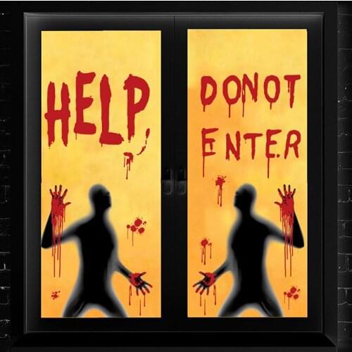 2 Pcs Vampire Horror Zombie Sticker Poster Decoration For Haunted House Halloween Party Wall Sticker Giant Bloody Window