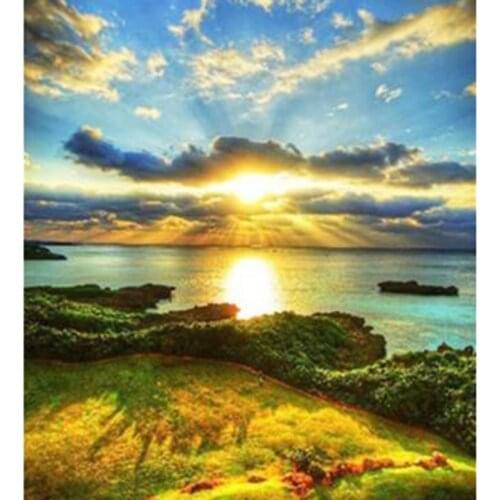 5D DIY Diamond Painting Square/Round Diamond Landscape Painting Sea Sunrise Picture Cross Stitch Furniture Decoration WG2903